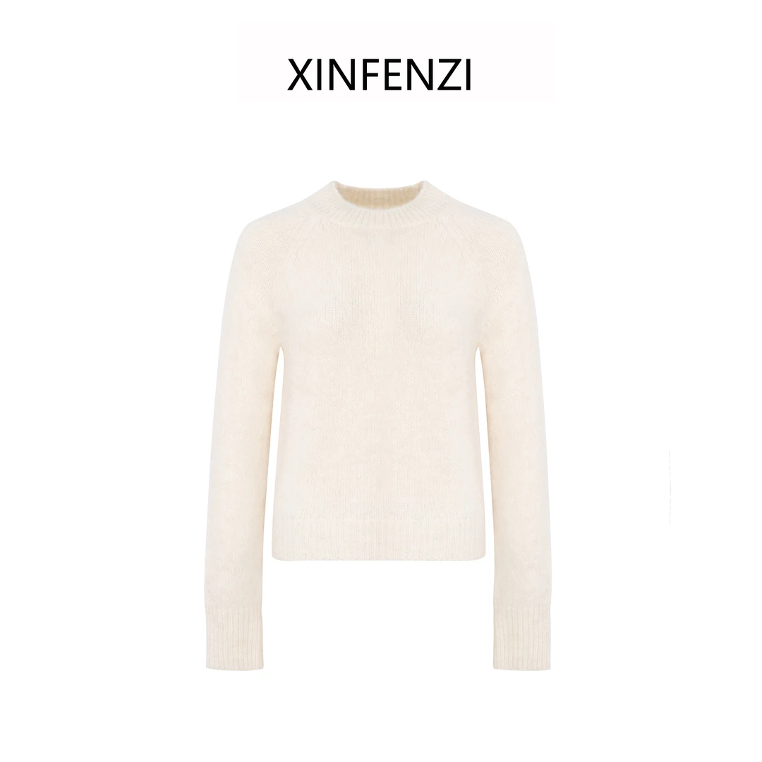 【甜妹】 XINFENZI 羊驼毛美丽诺羊毛圆领套头毛衣 35784