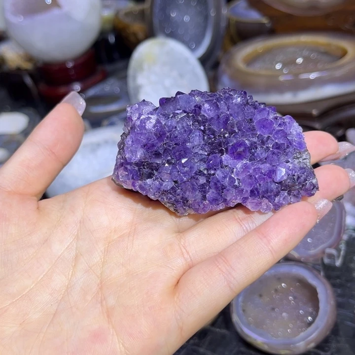 水晶珠宝半成品未镶嵌紫晶花