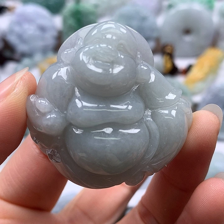 翡翠未镶嵌颈饰逍遥佛卡厚20+