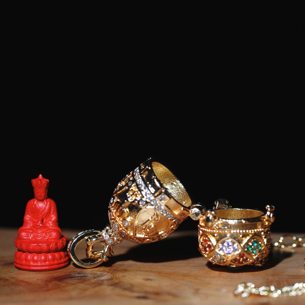 天然辰砂   九华山直发   花开见地藏老师嘎乌盒国风男女同款吊坠