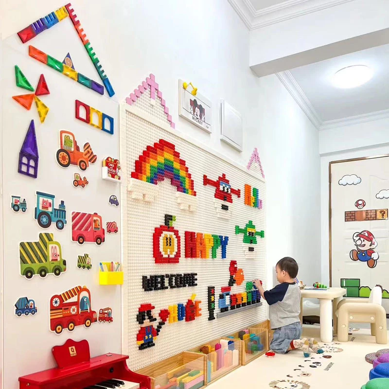 积木墙黑板墙二合一家用儿童积木涂鸦墙书写画板可擦写定制白板