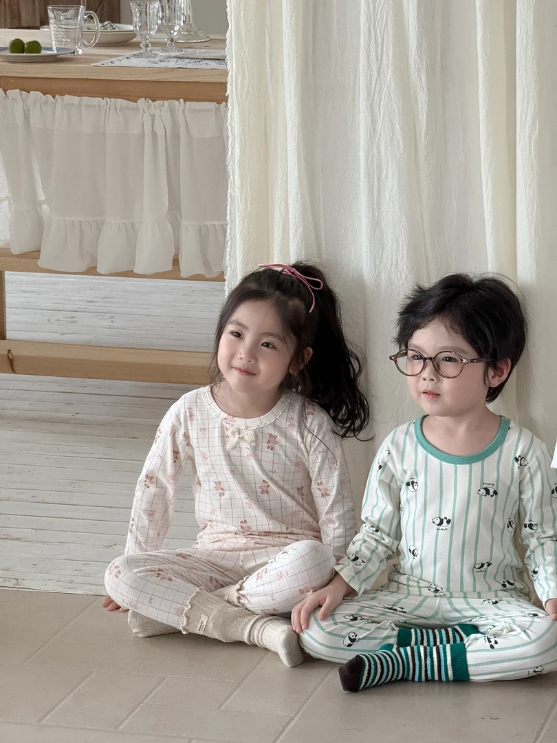 男童女童秋衣秋裤莱卡棉春秋睡衣套装宝宝纯棉打底内衣保暖家居服