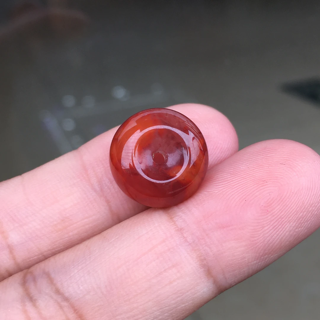 南红冰透火焰纹小平安扣配饰尺寸14.6*7.8mm意境十足