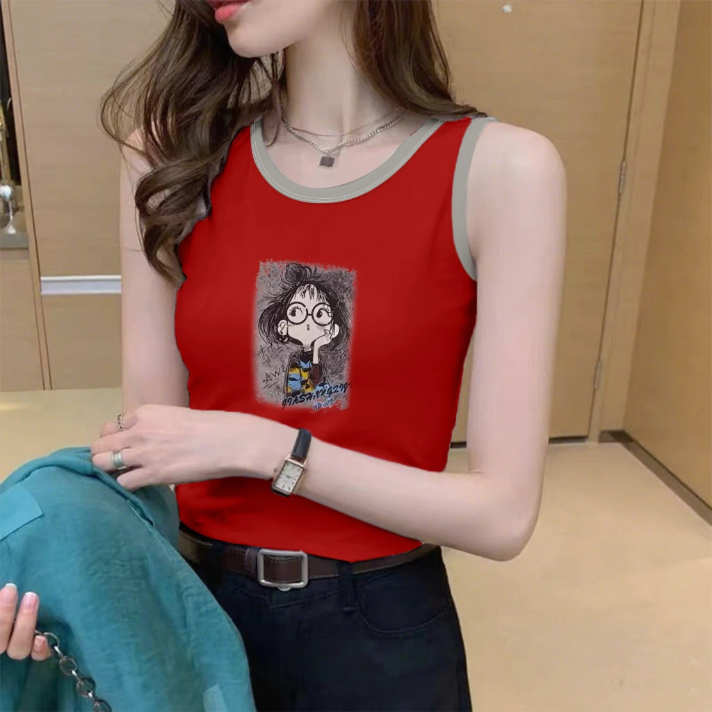 100%纯棉无袖背心女夏季新款韩版时尚洋气百搭运动体恤打底上衣