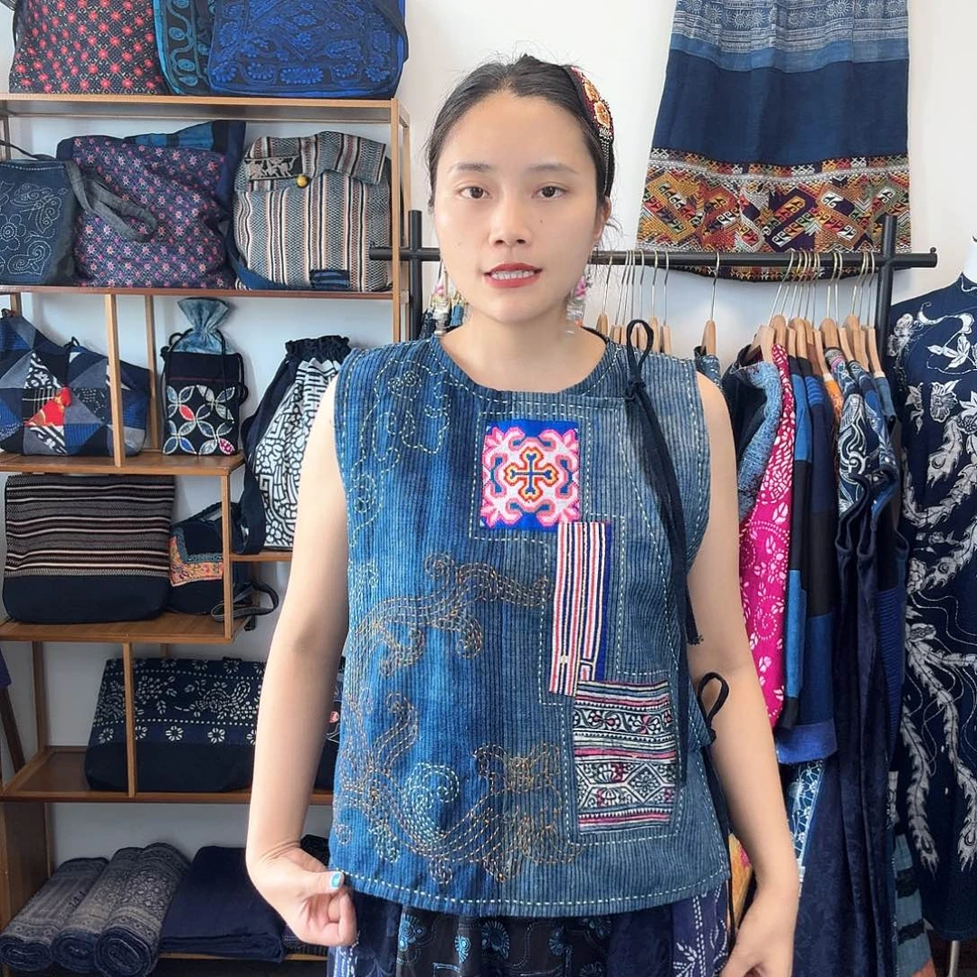 妤然服饰老布手工刺绣马甲