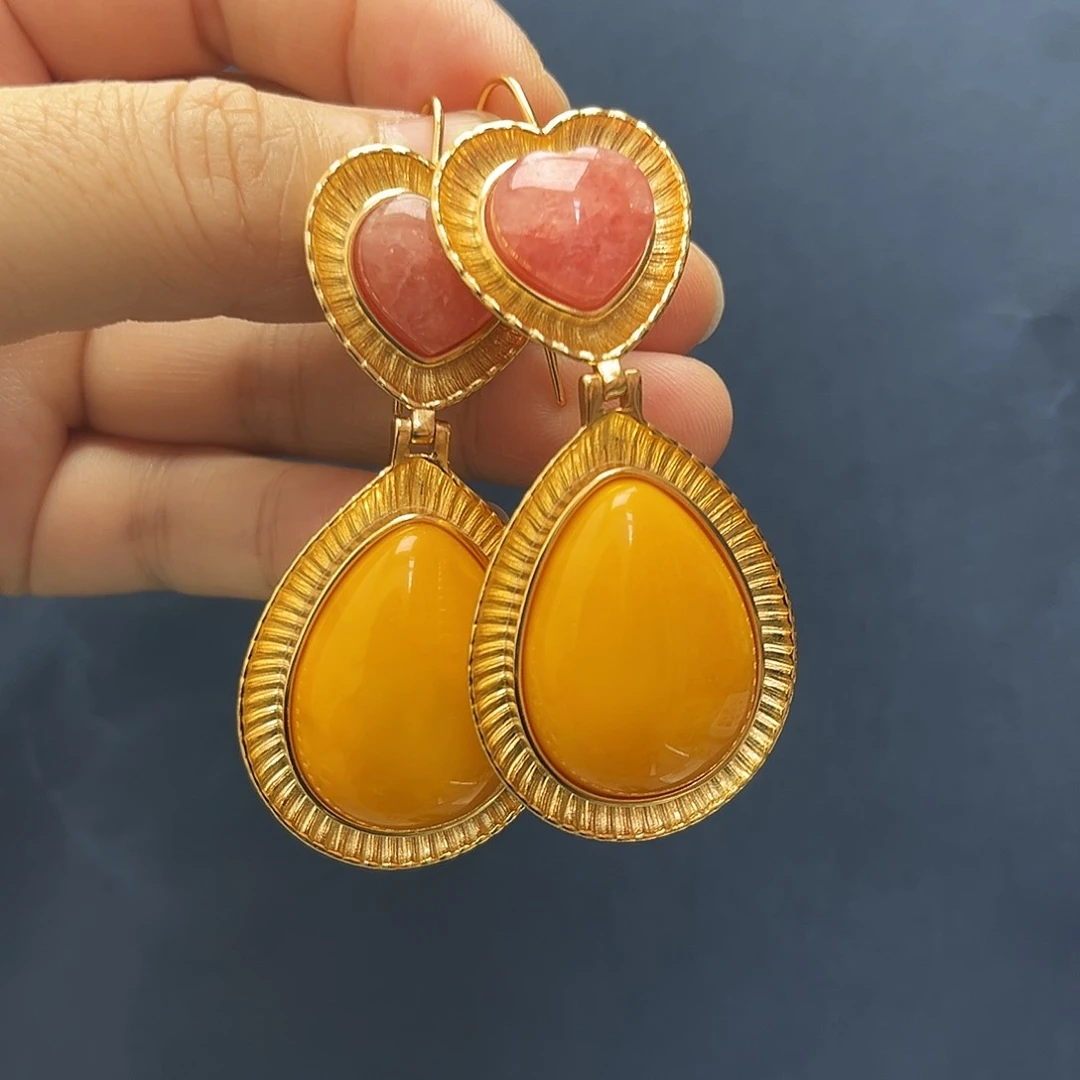 未镶嵌琥珀裸石琥珀耳坠