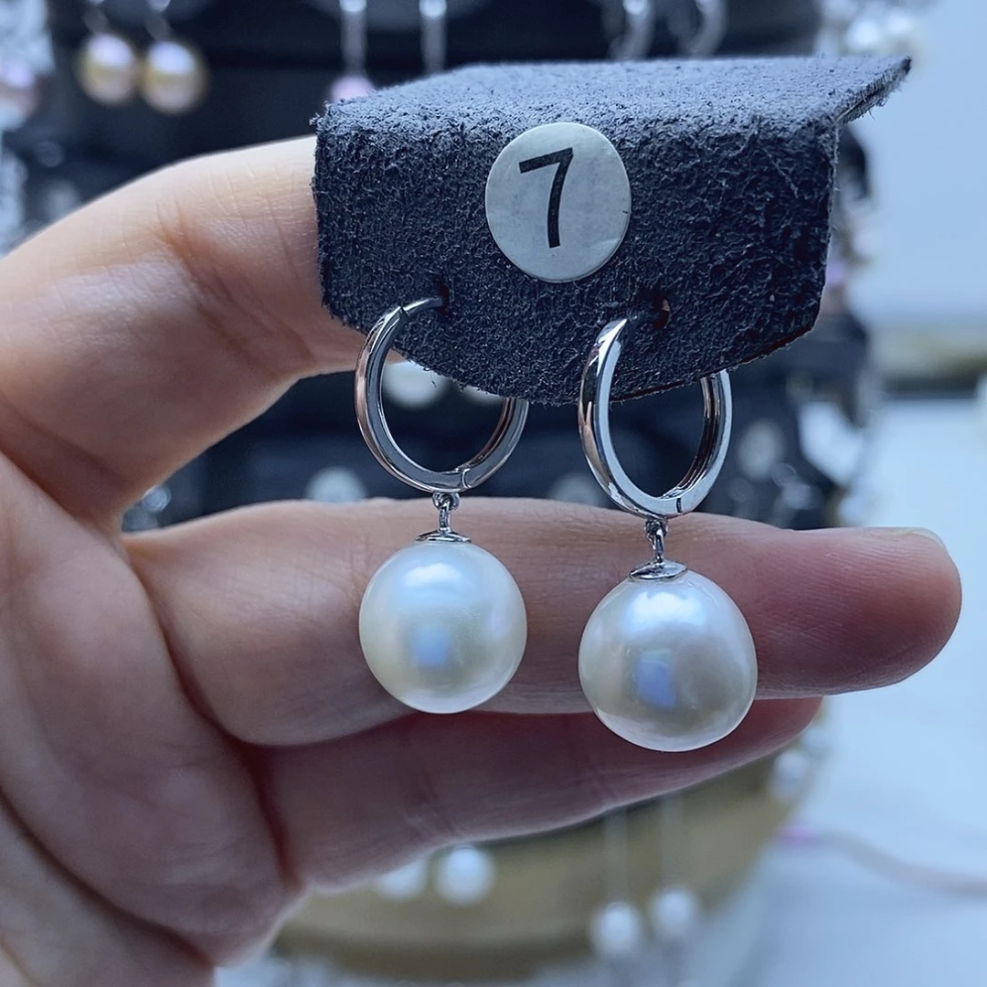 银S925镶嵌淡水珍珠耳饰
