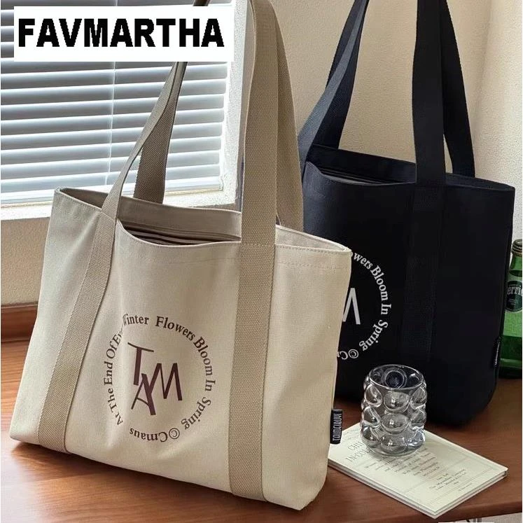 FAVMARTHA 设计韩版拉链通勤加厚帆布托特文艺简约休闲百搭学生单