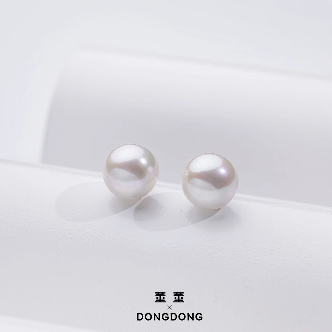 DDX778【董董】[白夜玫瑰]淡水珍珠耳钉/9-10mm/S925