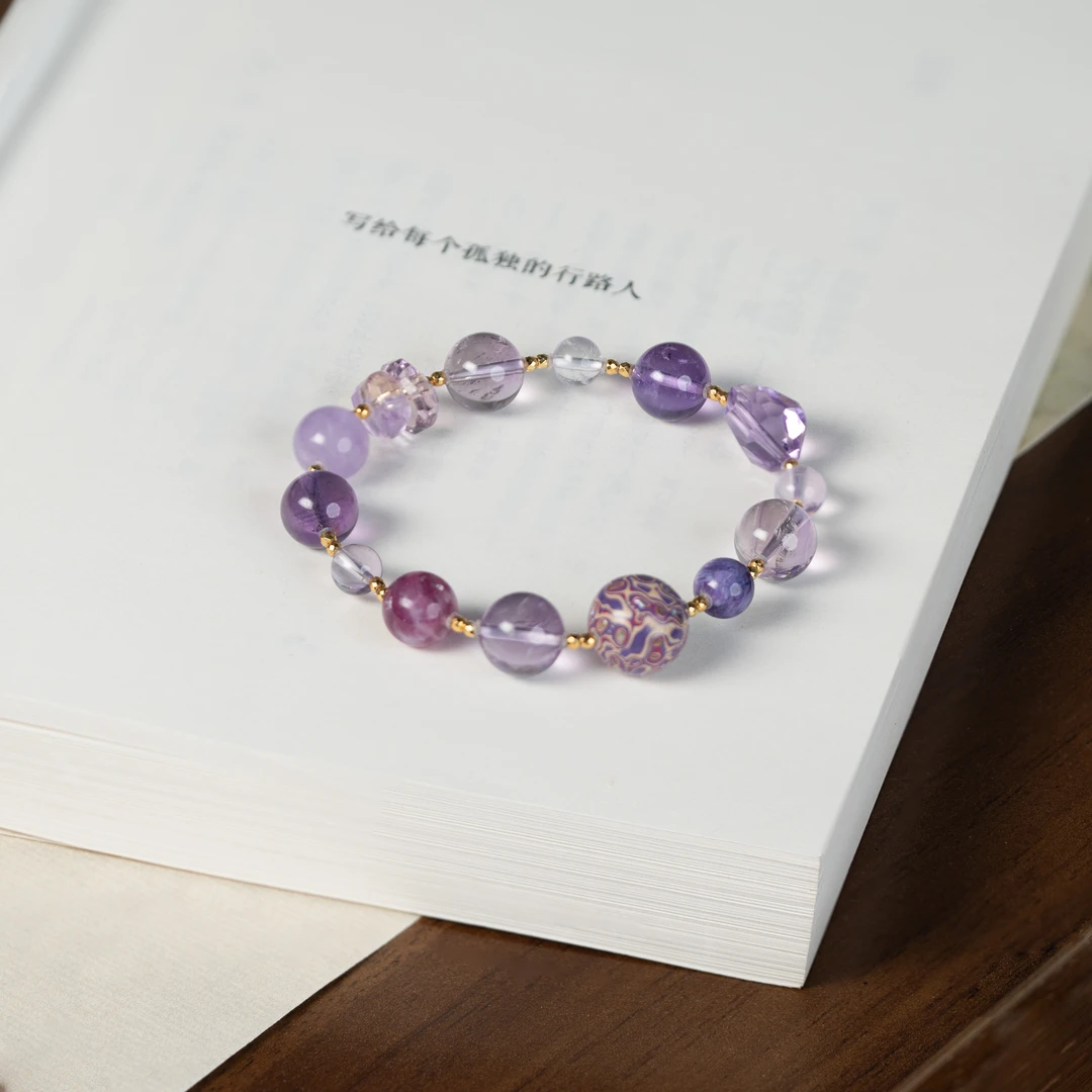 【九紫离火】花奢珠宝 紫色水晶系列S925银手串（多样性发货）