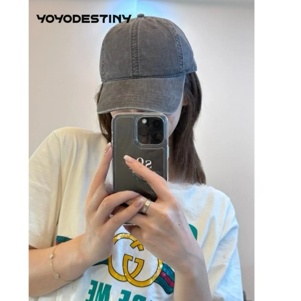 YOYO DESTINY/闭眼入！水洗做旧加深加大软顶基础款棒球帽显脸小