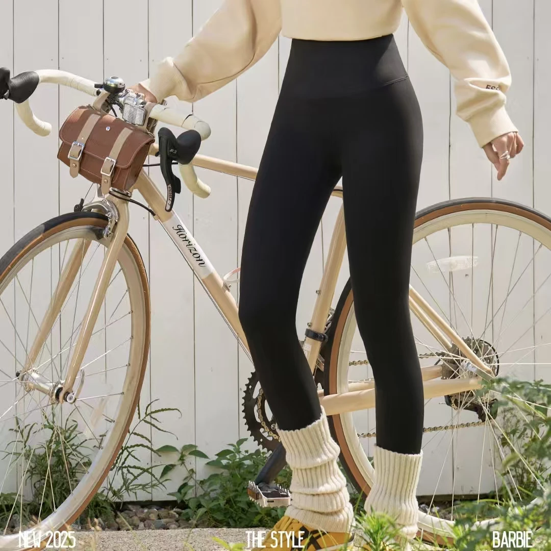 喵喵绒暖芭比大码鲨鱼裤胖mm外穿加肥加大冬季加绒高腰收腹瑜伽裤