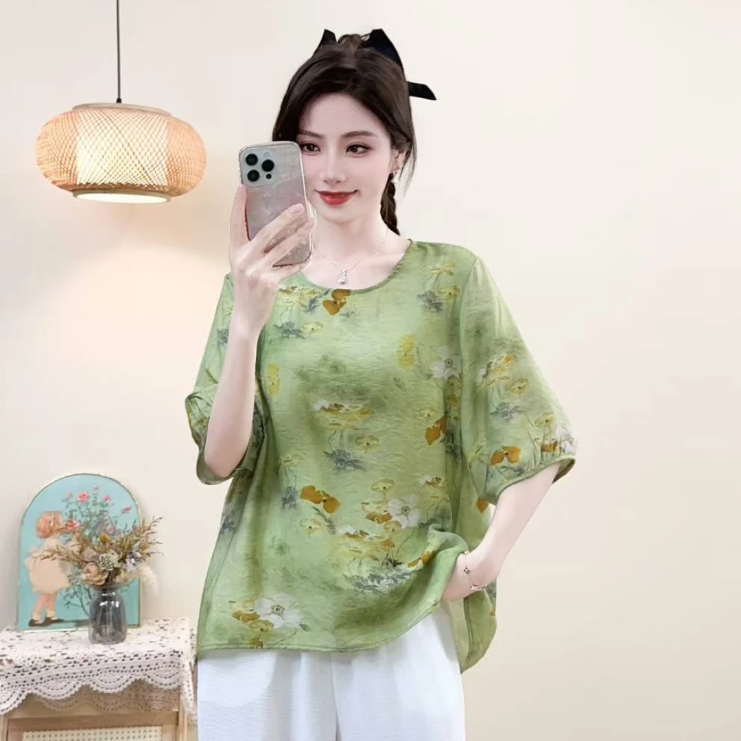 【夏季捡漏】新中式夏季妈妈七分袖百搭显瘦上衣中老年女装T恤衫