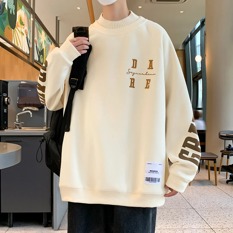 2024秋冬季加厚卫衣长袖宽松潮流ins圆领青少年内搭加绒百搭休闲