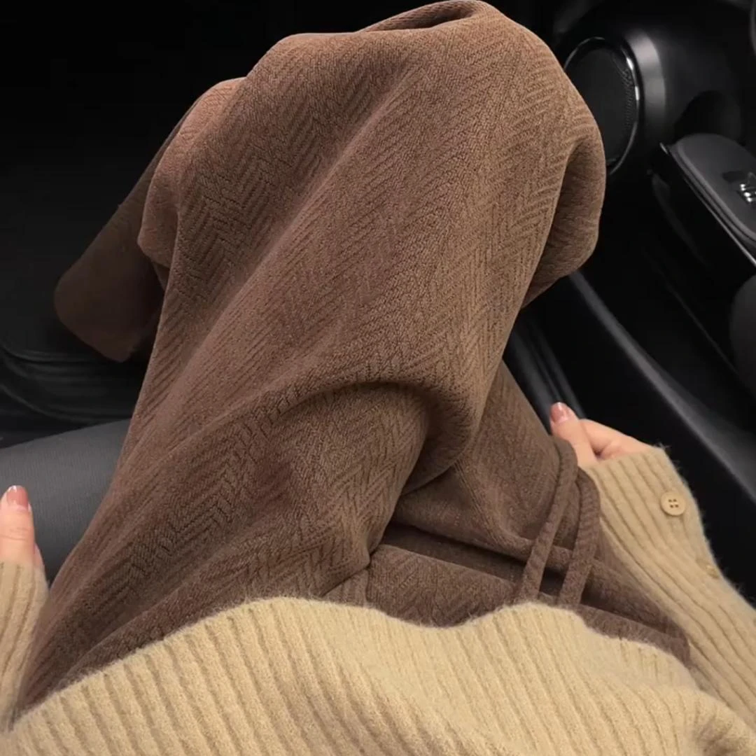 大码女装秋冬韩系时尚潮流垂坠感阔腿休闲裤高腰显瘦直筒裤子