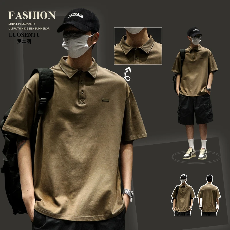 时尚新款夏季polo衫男士t短袖商务纯色翻领T恤潮牌男高端上衣体恤