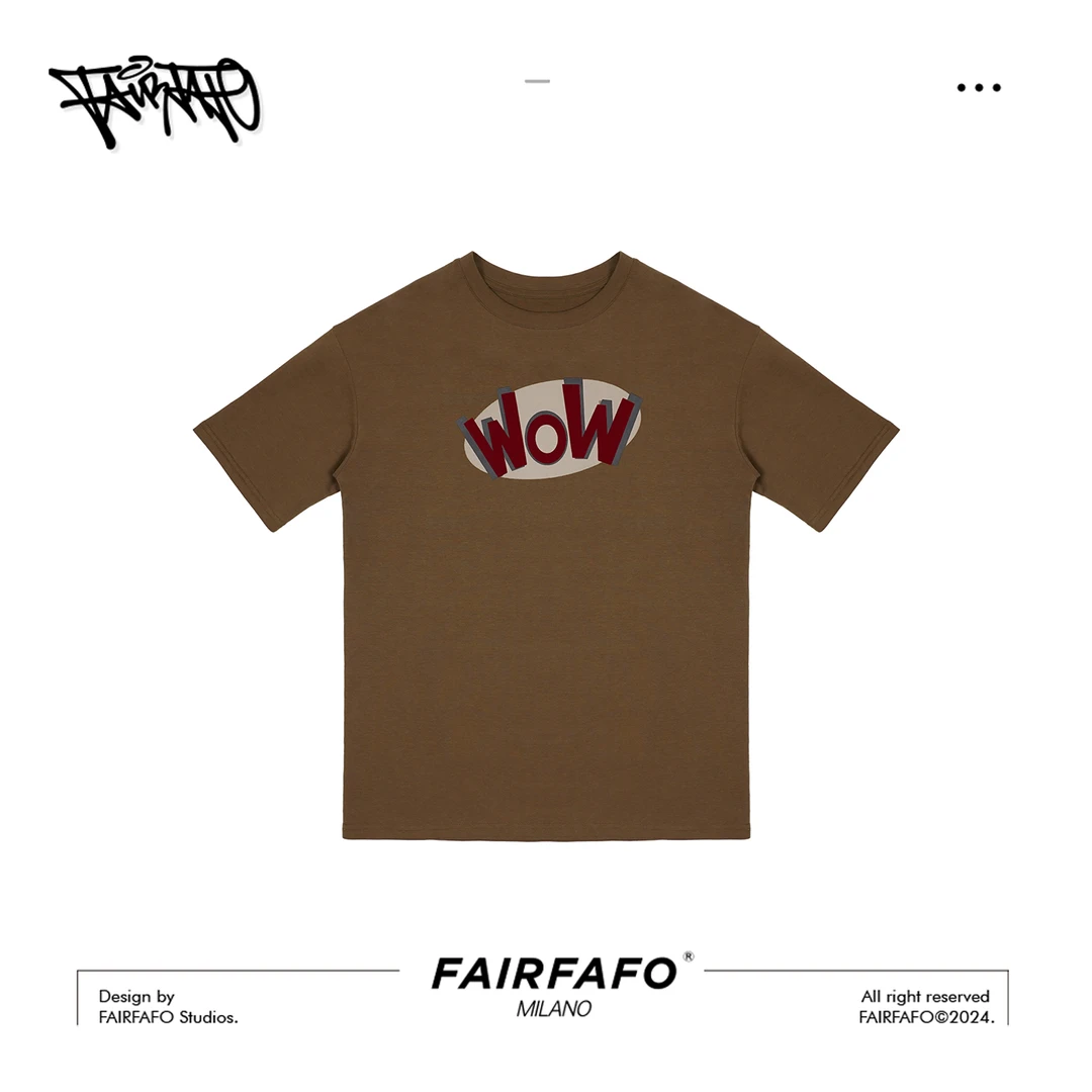 FAIRFAFO林肉肉【大字母短袖】TG24CX042复古美式宽松印花字母短袖
