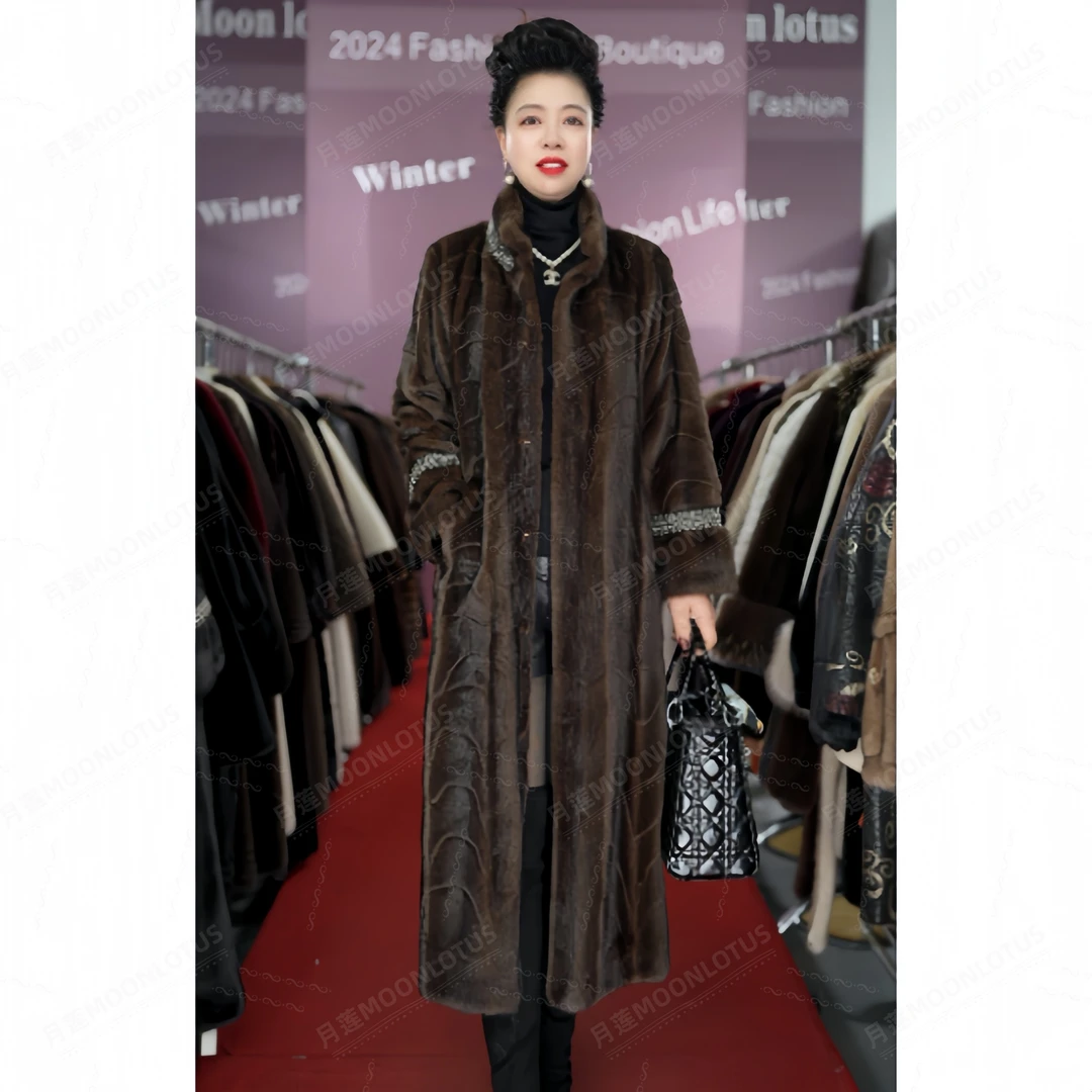 1057海宁高端时尚冬季女士长款设计师款气质外套无1057