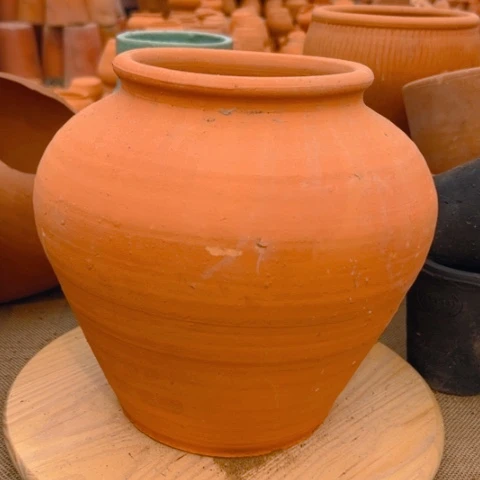 红陶口15高24小口罐子微瑕