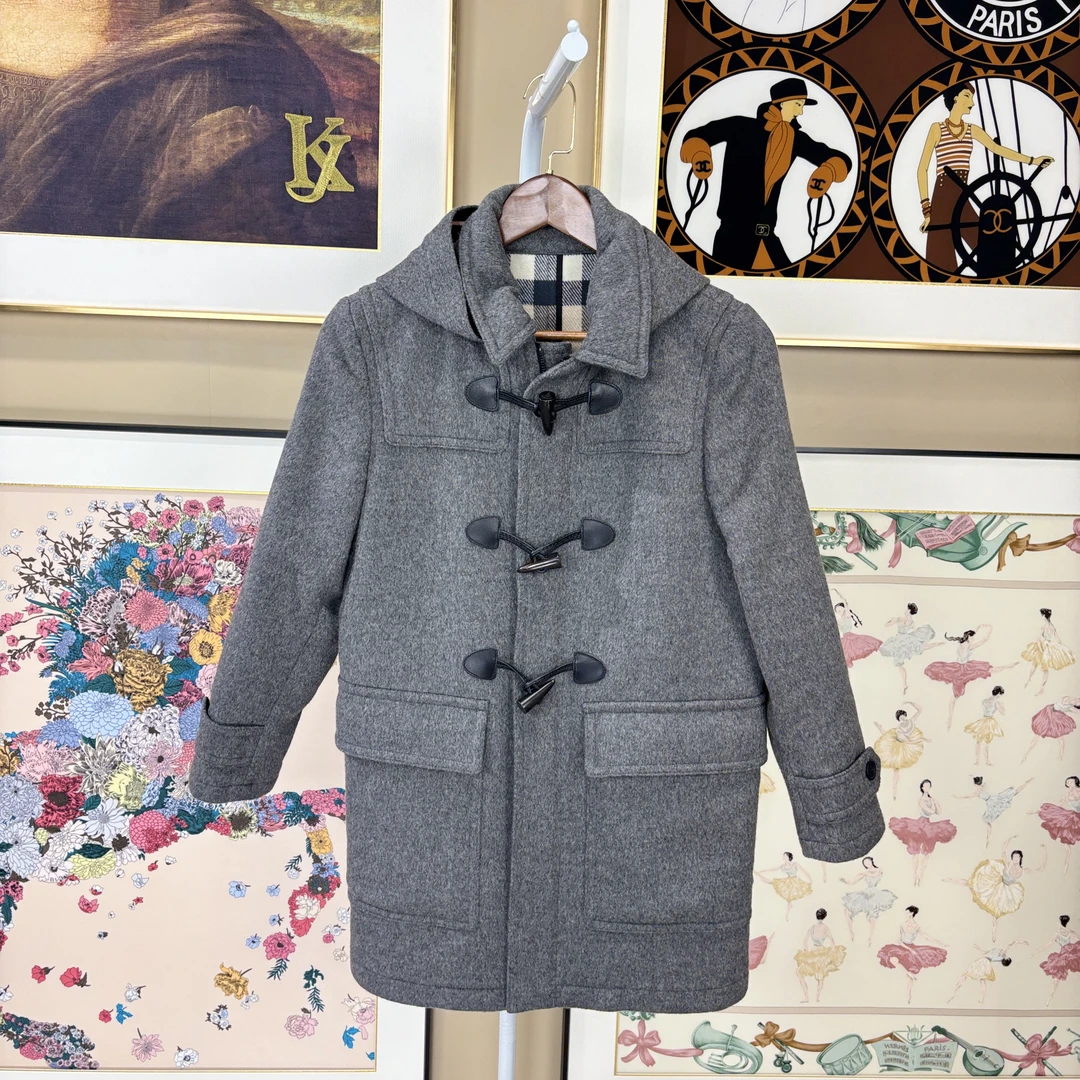 95新 BURBERRY/博柏利 巴宝莉牛角扣大衣/kk0035