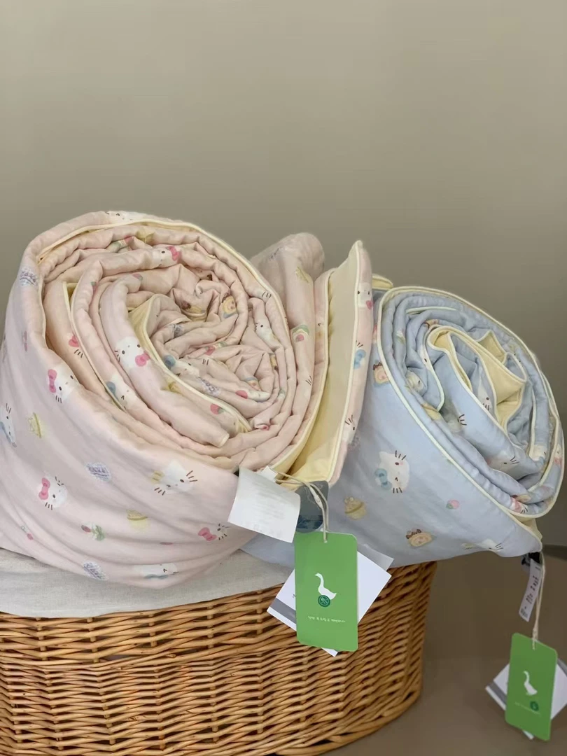 双感夏凉被「冰纱系列」一面全棉双层纱一面锦氨凉感夏被被子双面