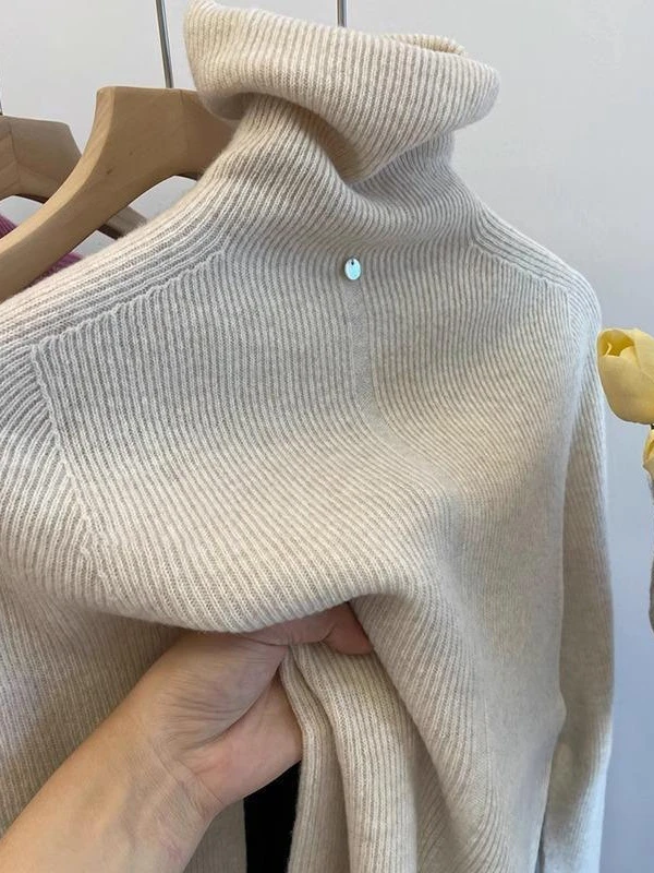 白T 气质堆堆领针织打底衫女韩系穿搭高级感内搭毛衣长袖上衣