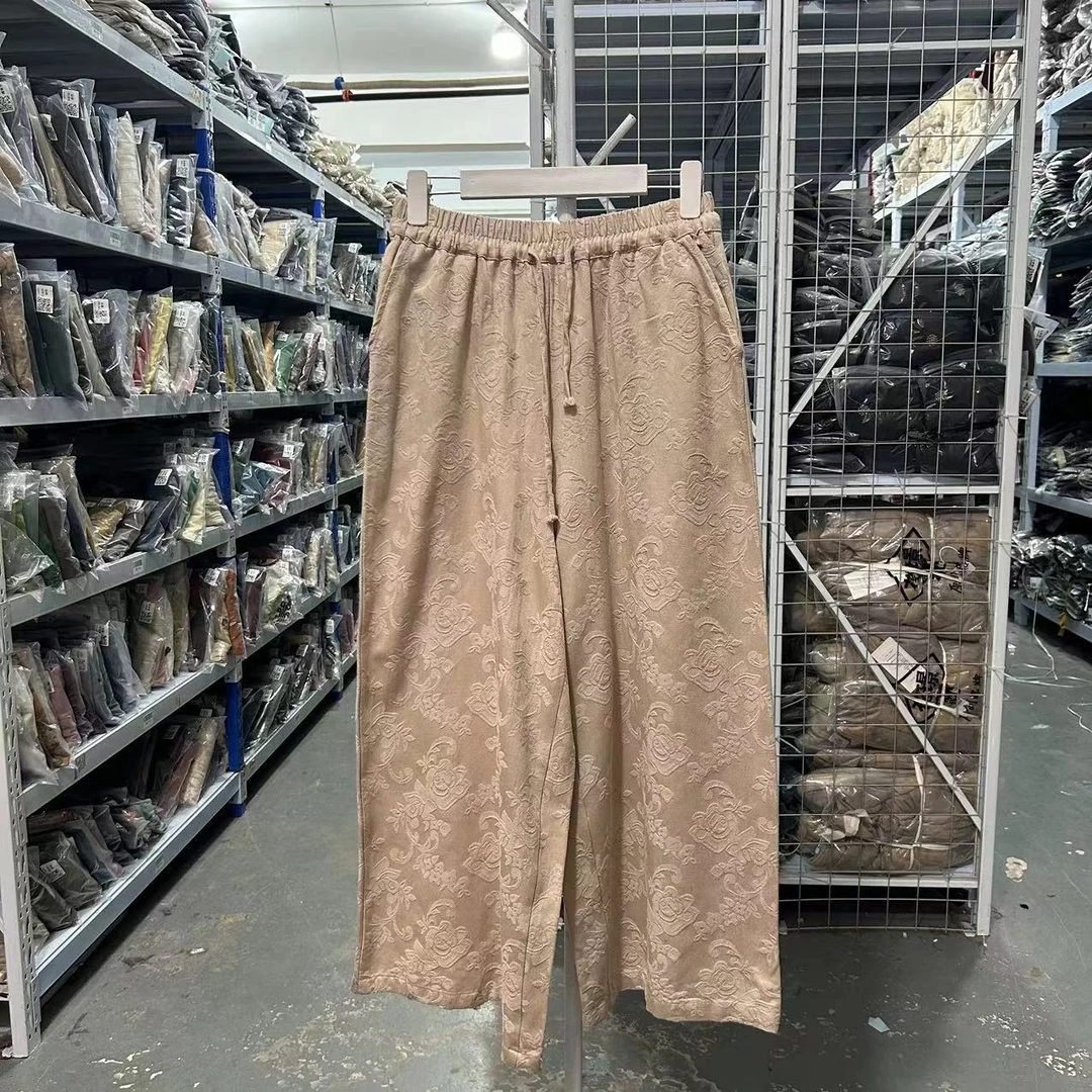 花璟与麻原创设计款提花直筒裤（裤长97腰围66-110臀围126）