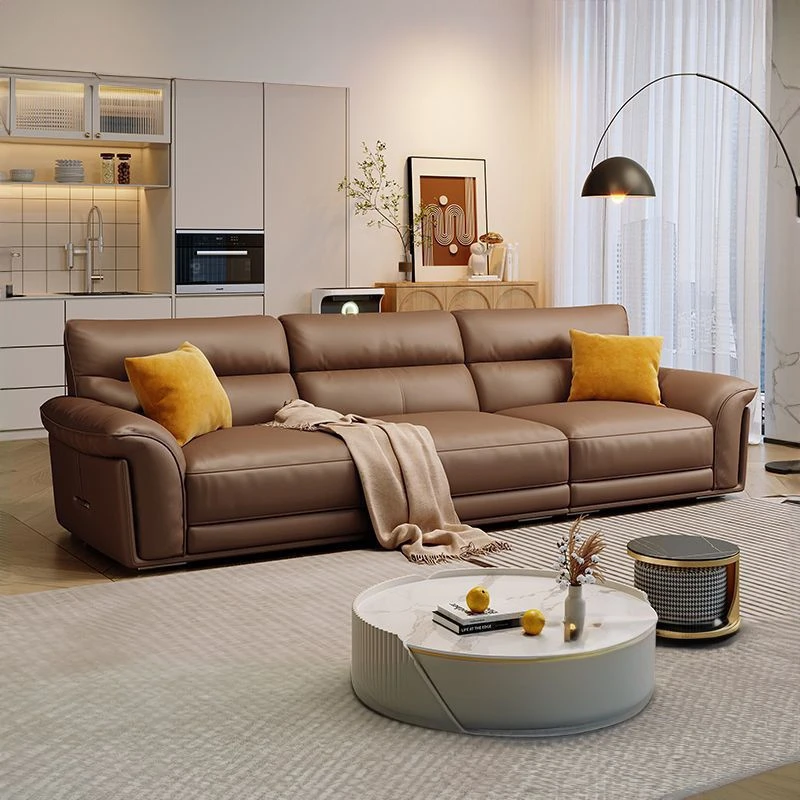 简约现代真皮沙发客厅家用直排小户型轻奢北欧极简意式头层牛皮款