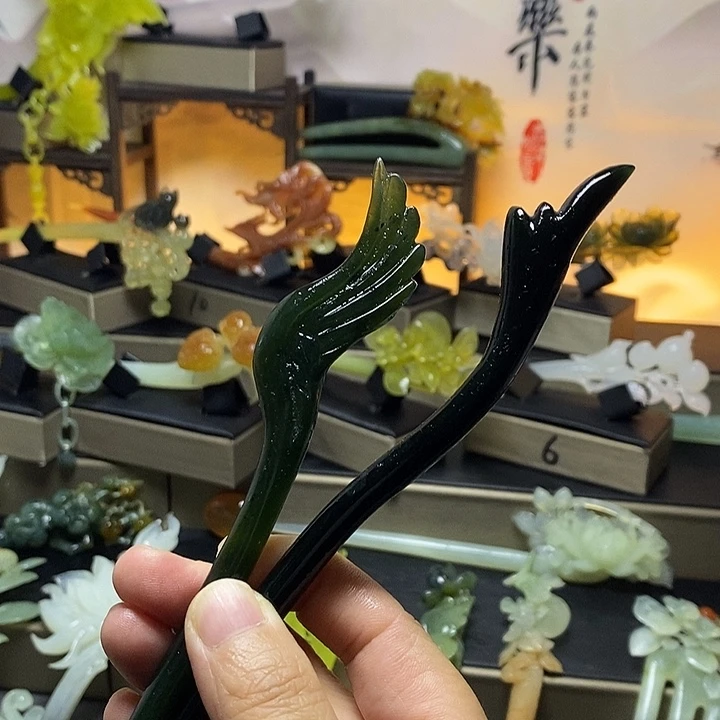 蛇纹石玉合金发饰