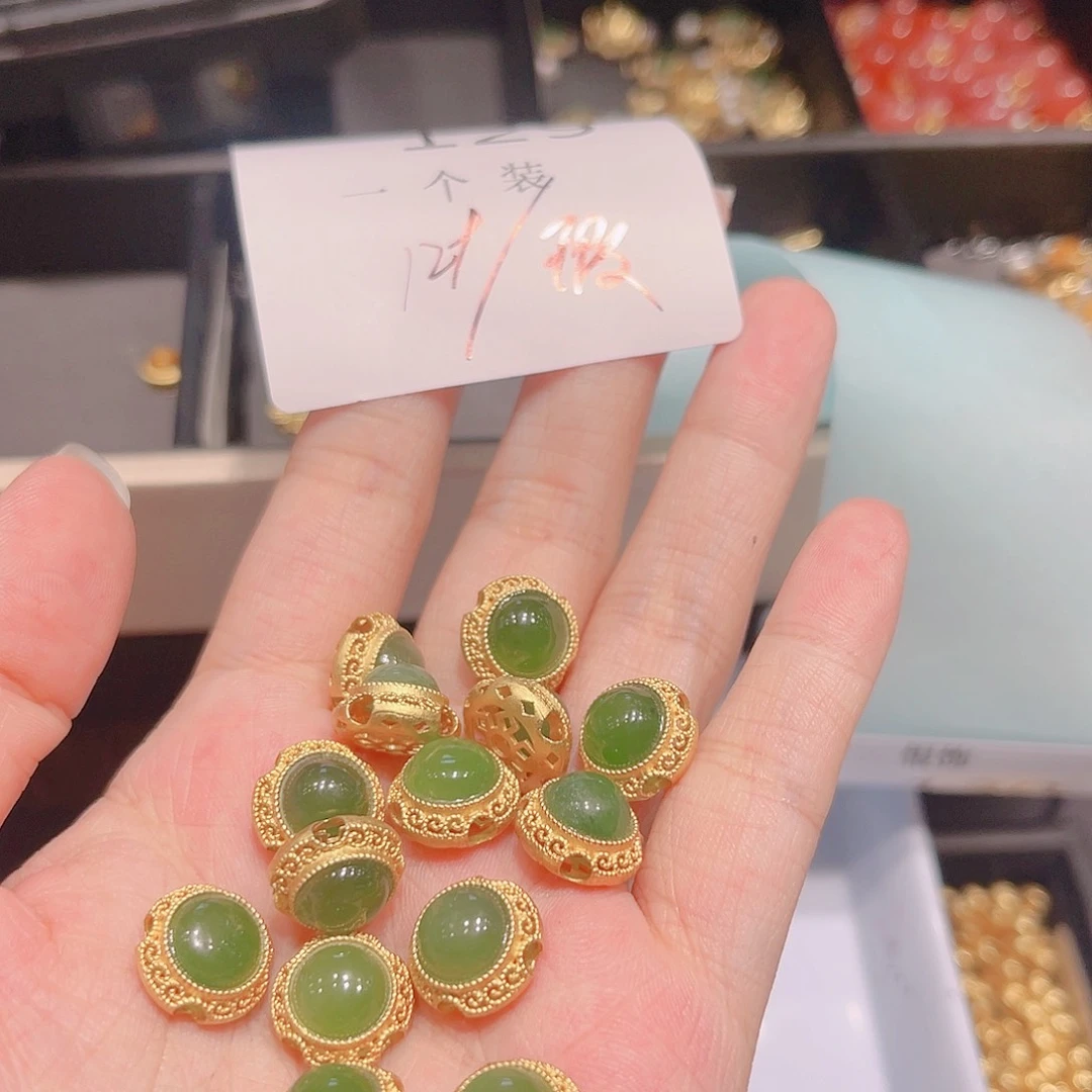 水晶珠宝半成品银S925镀金镶嵌129