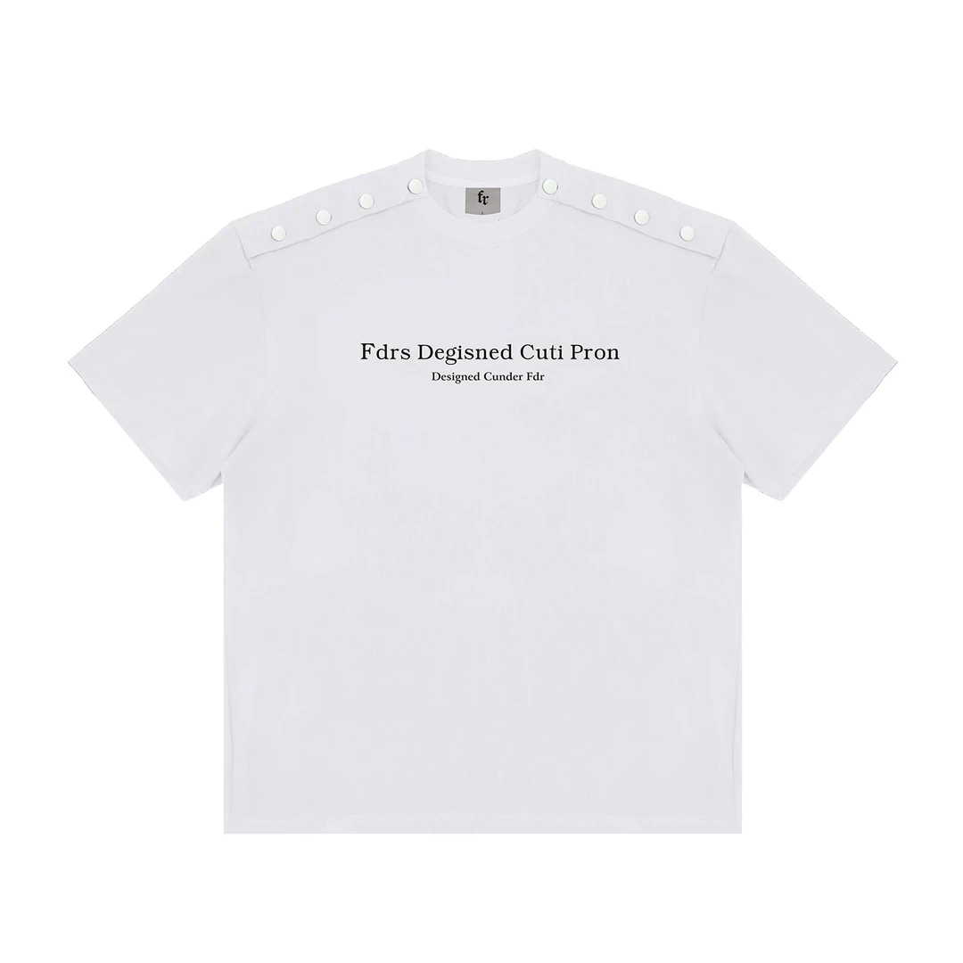 王星越同款FR男女潮牌四合扣开肩潮牌短袖微瑕疵微微脏介意勿拍