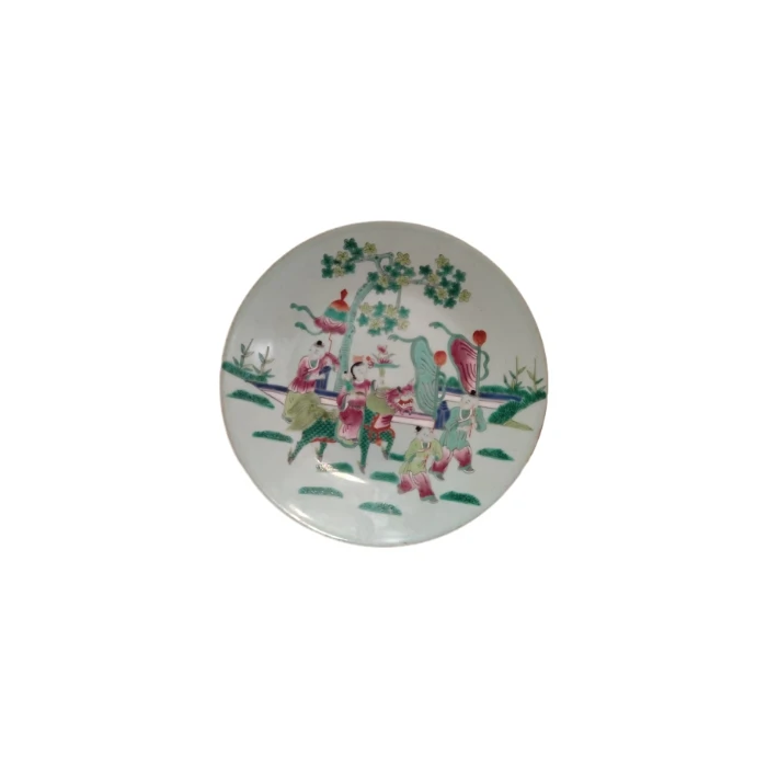 清中期豆青人物粉彩赏盘