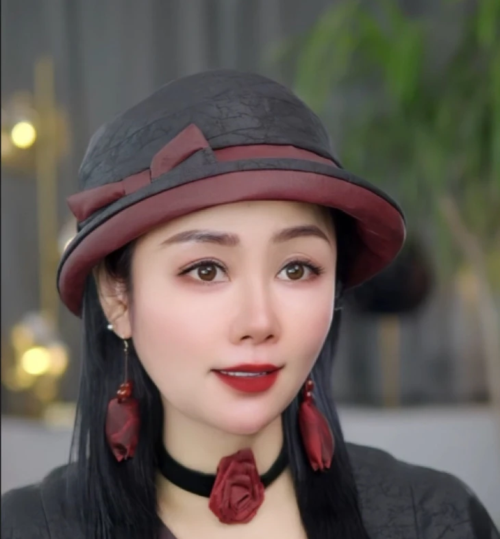 「香云纱小礼帽」香云纱桑蚕丝复古小礼帽减龄时尚潮流帽百搭女士