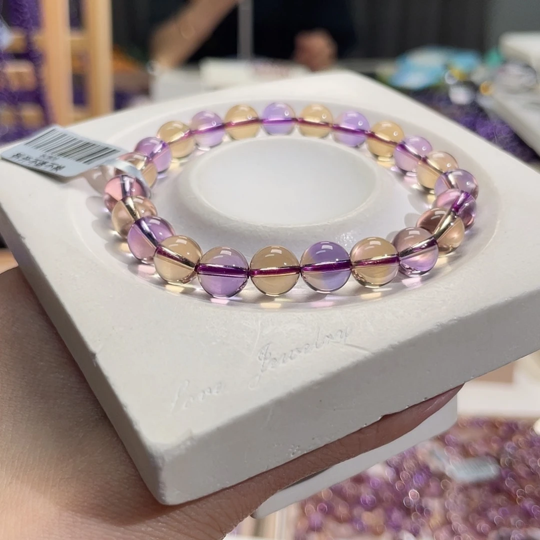 未镶嵌手链水晶8mm玻利维亚紫黄晶