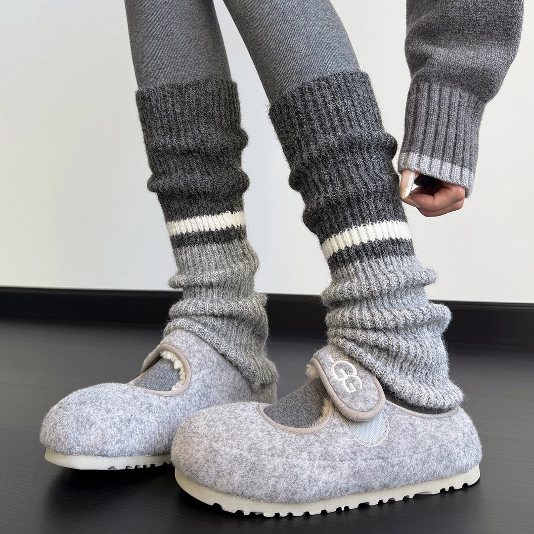 灰色袜套堆堆袜秋冬加厚保暖小腿袜子加厚针织腿套女款搭配雪地靴