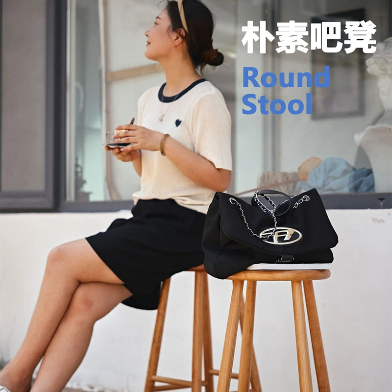 北欧实木吧台凳简约家用胡桃木樱桃木日式高脚凳吧台椅