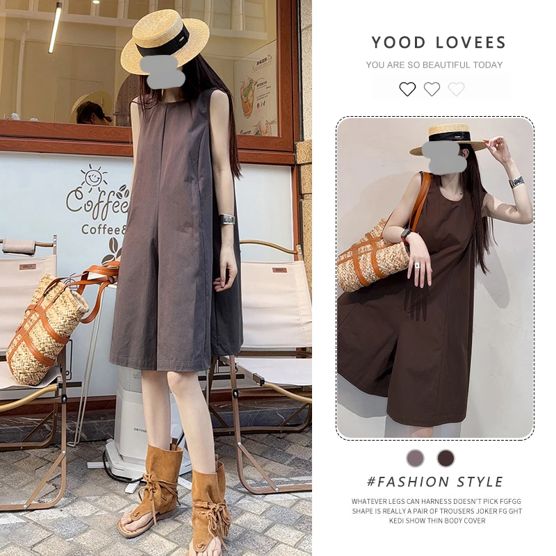 简约设计感宽松连体裤女2025夏季流行单品新款短款独特超好看裤子