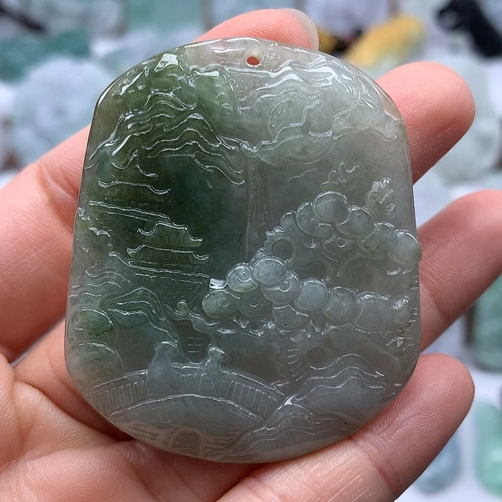 翡翠未镶嵌颈饰山水福利