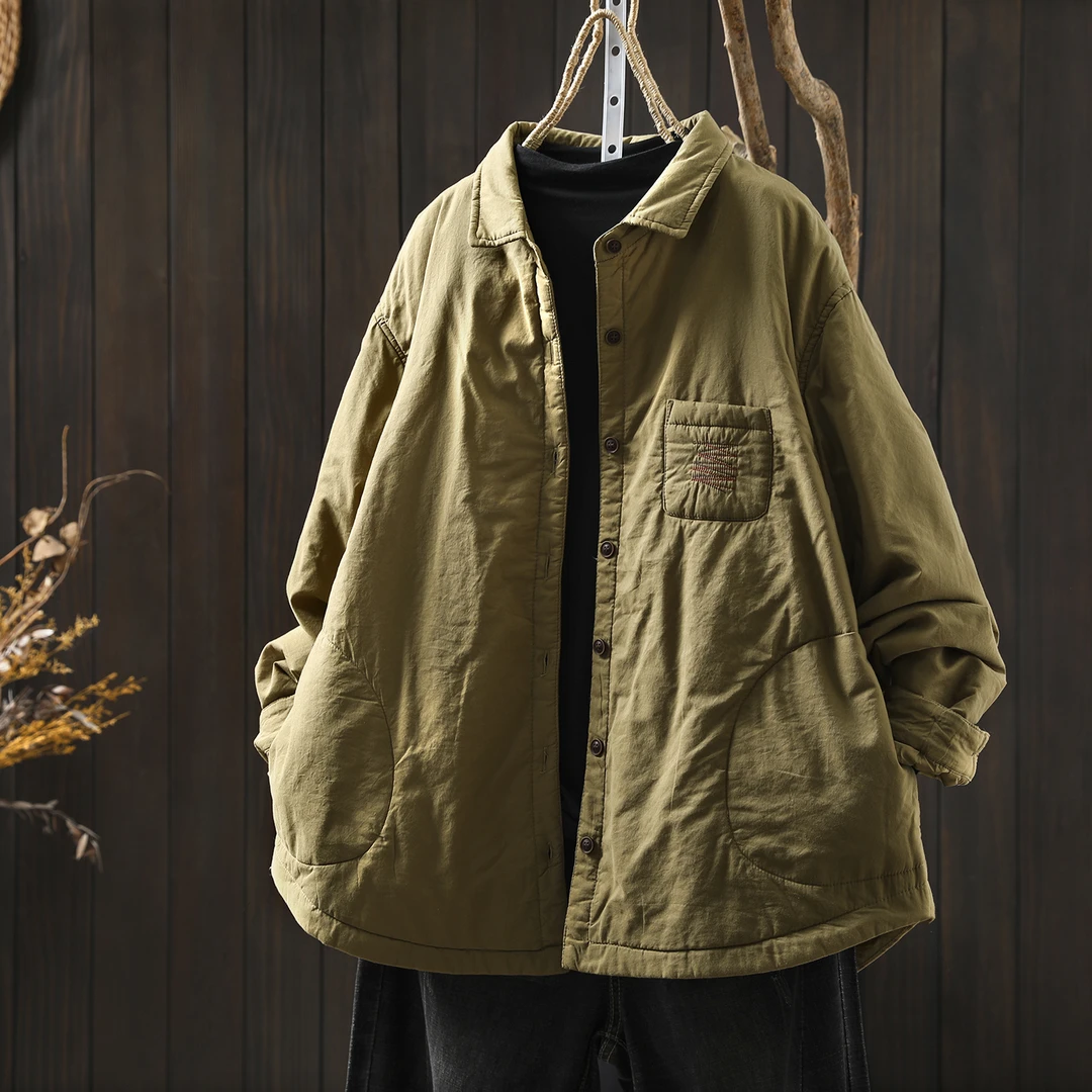 棉服女款2025新款冬季夹棉文艺洋气轻薄宽松休闲百搭超好看小棉袄