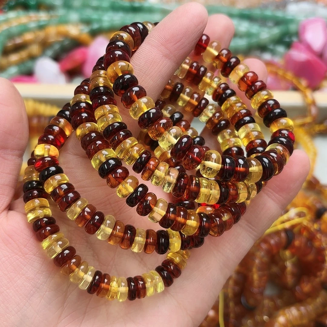 玛瑙/玉髓未镶嵌珠宝半成品卡8琥珀蜜蜡算盘一圈