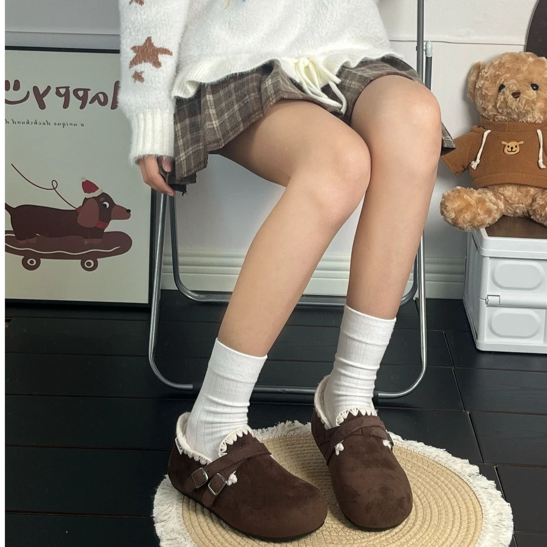 feiyue/飞跃飞跃2025冬季爆款蕾丝边增高一脚蹬懒人百搭可爱女鞋