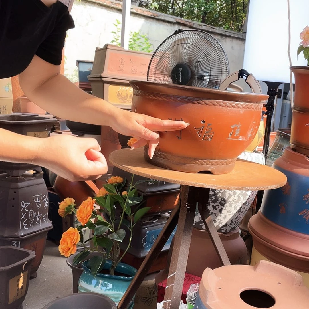 a款财进福门大号花盆紫砂花盆