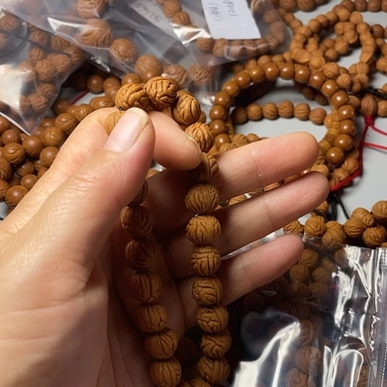 吊坠桃核起*秦岭龙纹小金豆12尺寸手串微修