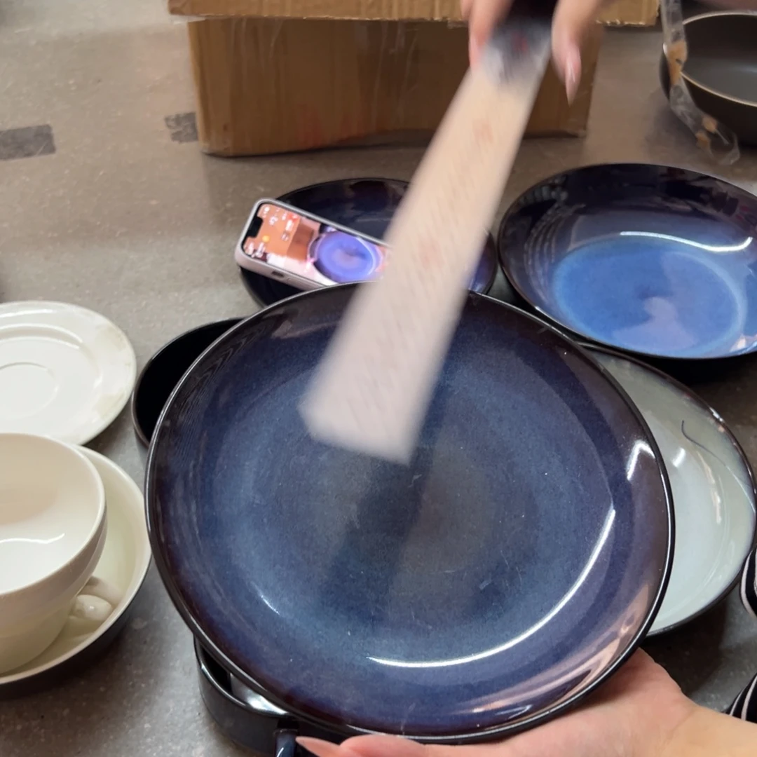 新骨瓷0126微瑕 麟彩蓝 8.5寸菜盘