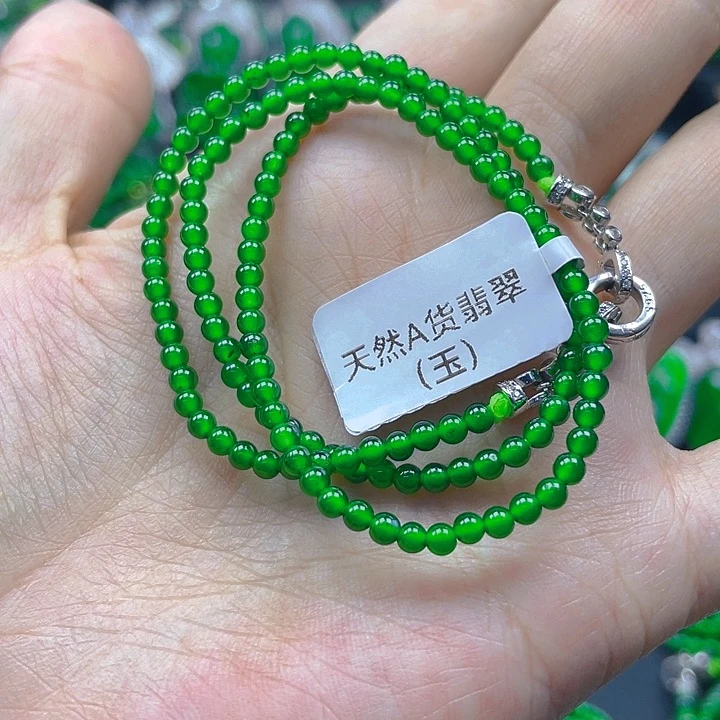 翡翠银S925镶嵌颈饰天然A货翡翠正阳绿毕业级锁骨链3
