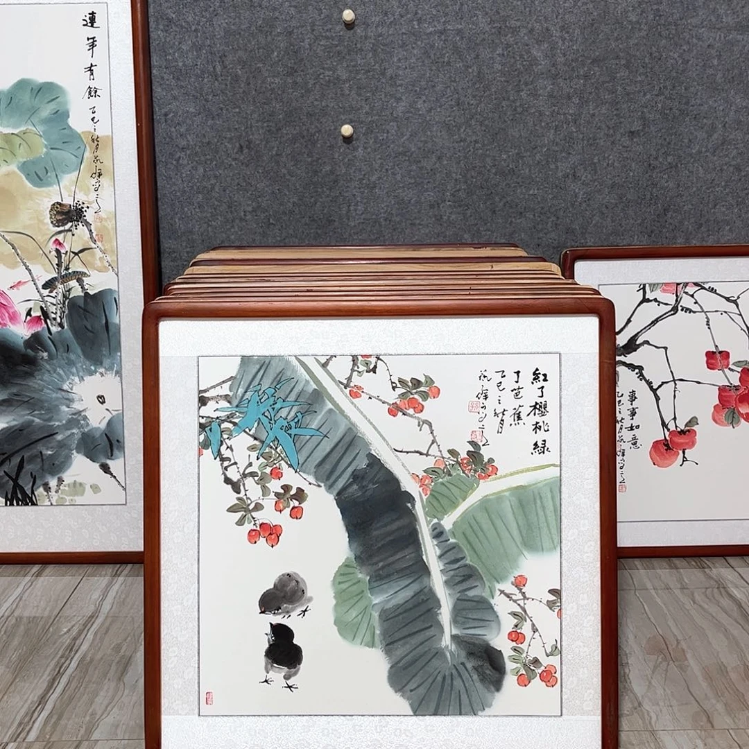 国画书画作品带框63×63