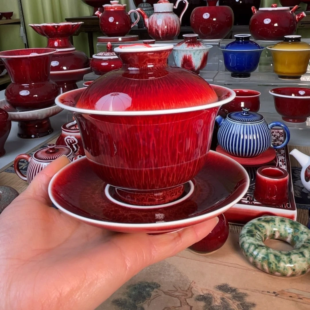 景德镇原矿釉盖碗