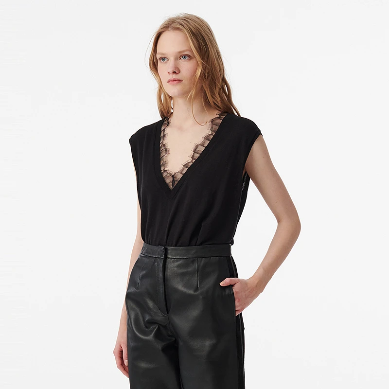 IRO Night Demure法式25夏新睫毛蕾丝无袖背心