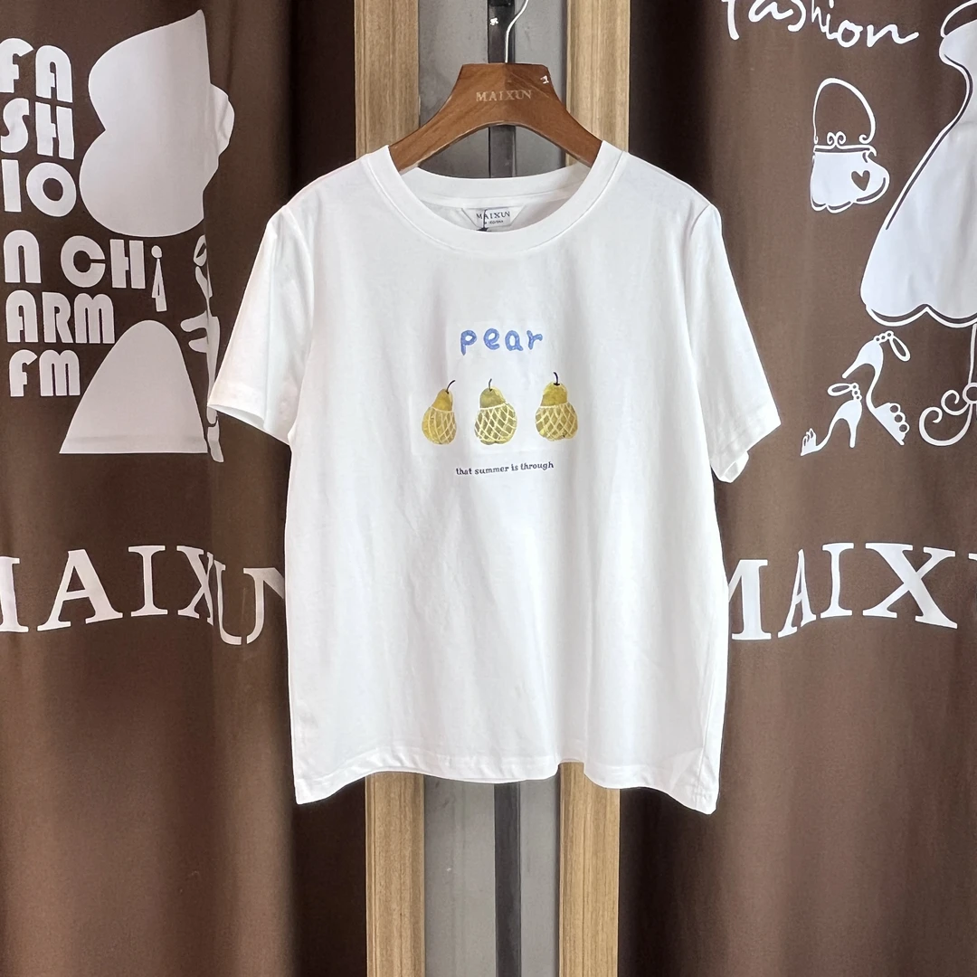 麦寻女装TXSFS77B夏季香蕉印花T恤宽松简约