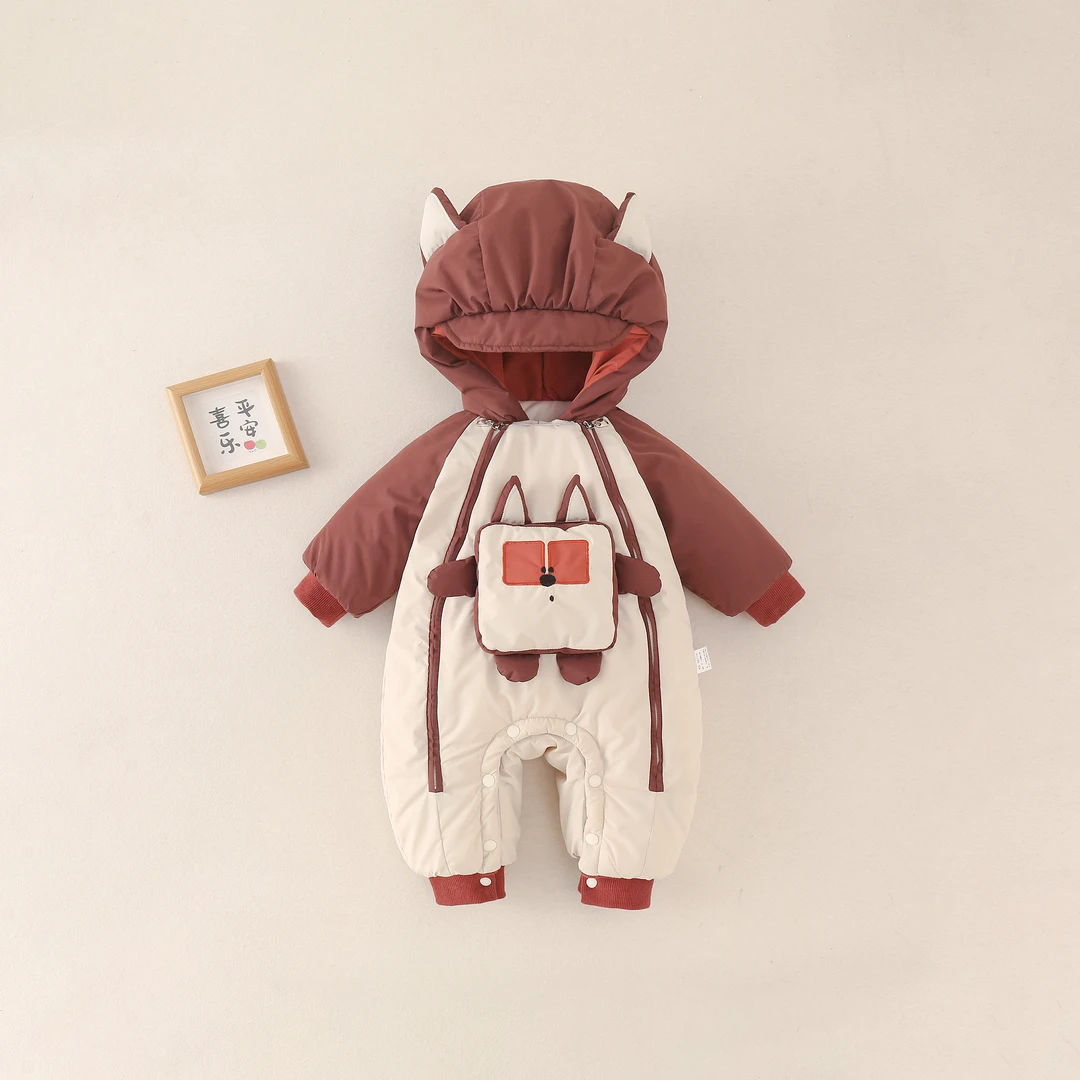 2025新款反季福利小阿狸婴幼儿双拉链四防冲锋衣爬服棉服一件过冬
